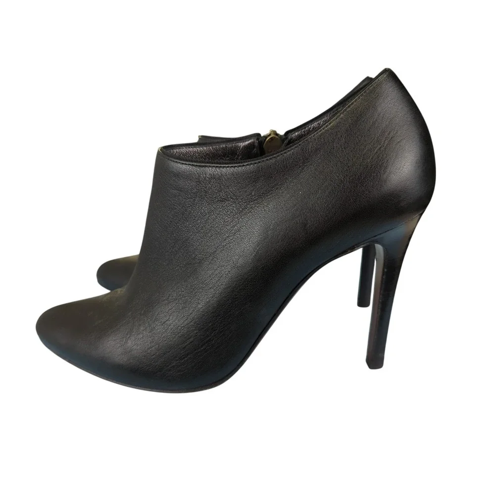 Lanvin Bottine Low Bootie Black Leather Pointed Toe Stiletto Heel 36.5 US 5.5